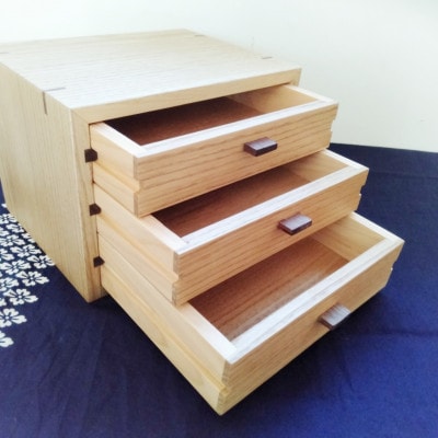 小物収納ケース(3段引き出し型・アクセサリーケースにも) | 無垢 栗(クリ)