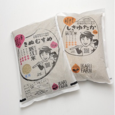 玄米2種食べ比べセット!ツヤツヤふっくらの「きぬむすめ」&もっちり甘い「しきゆたか」各5kg