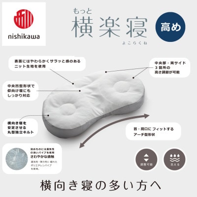 【nishikawa/西川】医師がすすめる健康まくらもっと横楽寝&ピローケース/高め