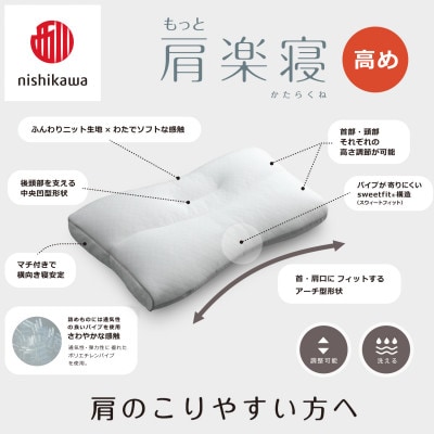 【nishikawa/西川】医師がすすめる健康まくらもっと肩楽寝&ピローケース/高め