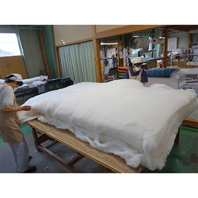 ジュニア用ふとん　掛敷セット(もめん綿入・青)
