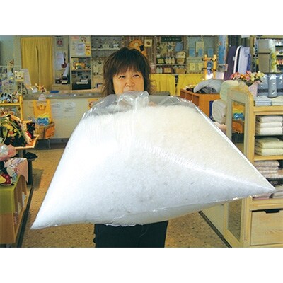 仕立て直し羽毛ふとんシングルサイズのリフォーム　スタンダードコース青系