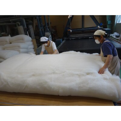 ワタセ工場製造　もめん綿入り敷布団　　みやび柄　1枚(青)