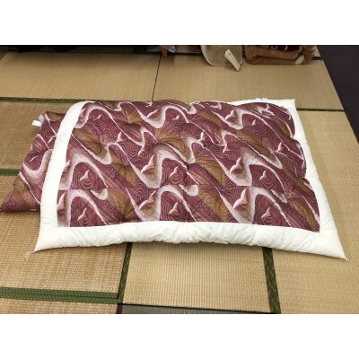 中級もめん綿入り布団　2枚　掛敷セット(お客様用におすすめ)向かい鶴柄赤