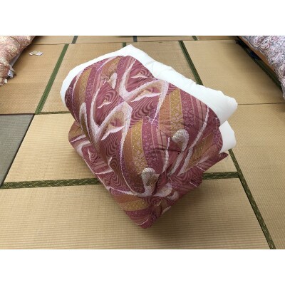 中級もめん綿入り布団　2枚　掛敷セット(お客様用におすすめ)向かい鶴柄赤