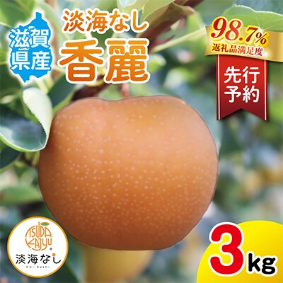 【先行予約】【数量限定】淡海なし　香麗　3kg箱入り(サイズ:2L～7L　5～10個入り)
