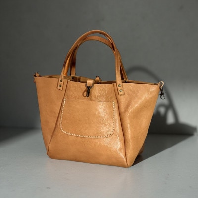 【八幡レザー】かご型トートバッグ(キャメル)【DP12W】