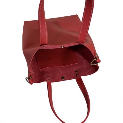 【八幡レザー】ショルダー付きトートバッグ(赤)【DP11W】