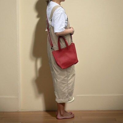 【八幡レザー】ショルダー付きトートバッグ(赤)【DP11W】