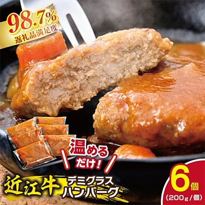 近江牛煮込みハンバーグ　自家製デミグラスソース　【1200g(200g×6個)】