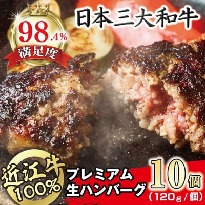 近江牛100%　プレミアム生ハンバーグ1.2kg(約120g×10個)個包装