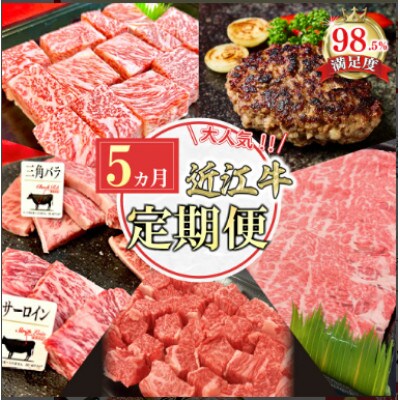 【毎月定期便】近江牛定期便　焼肉/ハンバーグ/サイコロステーキ/すき焼き(FO50)全5回