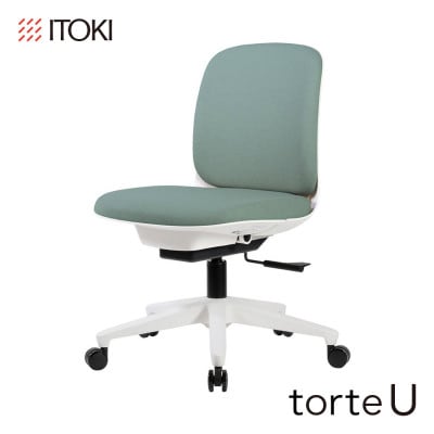イトーキ『トルテU』5本脚 抵抗付ウレタン双輪キャスタータイプ 張地:グレイッシュグリーン