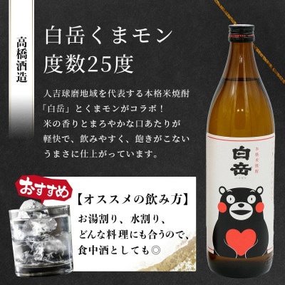 多良木の米焼酎飲み比べ 2本セット 蔵八900ml・白岳くまモン900ml