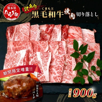 【先行受付】期間限定増量!くまもと黒毛和牛焼肉切り落とし600g+DREAMバーグ2個(多良木町)