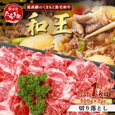 くまもと黒毛和牛(和王)切り落とし 1kg(500g×2)(多良木町)