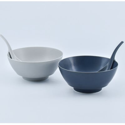 究極のラーメン鉢・レンゲ ペアセット(グレイ・ネイビー)　41APCD016