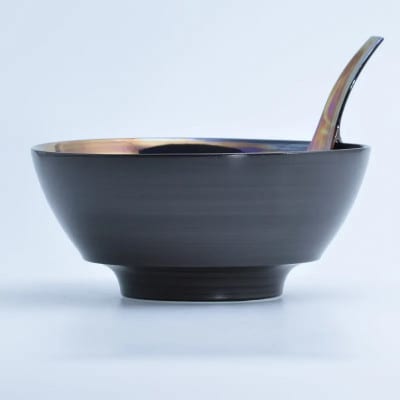究極のラーメン鉢レンゲセット 黒塗南蛮パール　41APCD023