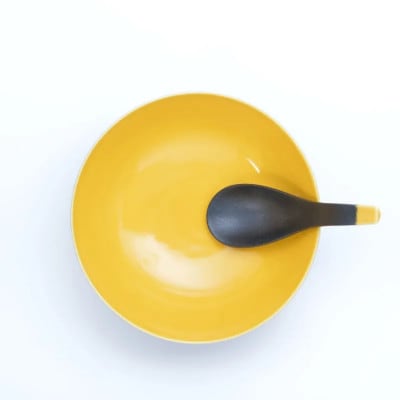 究極のラーメン鉢レンゲセット 黒朱刷毛山吹釉 41APCD034