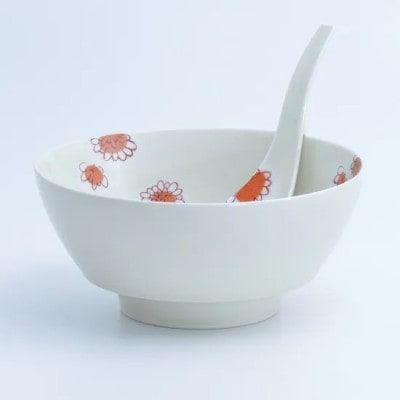 究極のラーメン鉢レンゲセット 灰釉菊 41APCD037