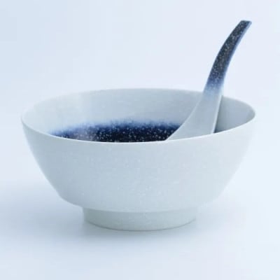 究極のラーメン鉢レンゲセット スノーブルー 41APCD041