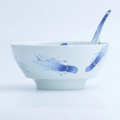 究極のラーメン鉢レンゲセット 染付稲穂 41APCD042