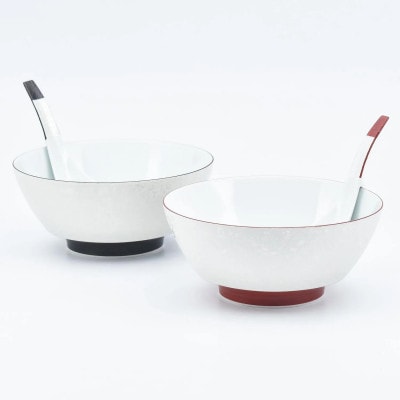 究極のラーメン鉢レンゲセット パール黒赤 ペア 41APCD053