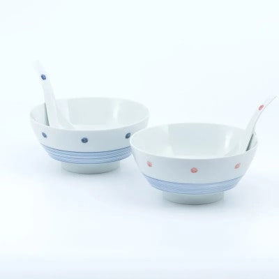 究極のラーメン鉢レンゲセット 青芽吹き朱芽吹き ペア 41APCD055