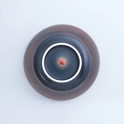 究極のラーメン鉢レンゲセット 黒朱刷毛山吹釉赤釉 ペア 41APCD056