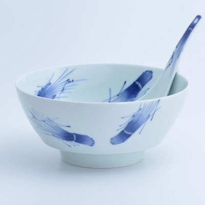 究極のラーメン鉢レンゲセット 染付稲穂朱稲穂 ペア 41APCD059