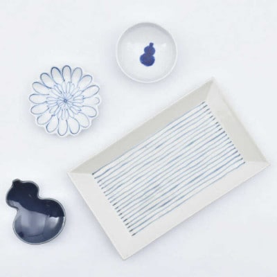 【有田焼】連子長角皿&小物セット青シリーズ 41APCD060