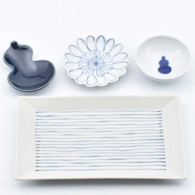 【有田焼】連子長角皿&小物セット青シリーズ 41APCD060