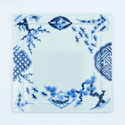 【有田焼】古染松竹梅スクエアディナープレート約28cm 41APCD066