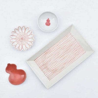 【有田焼】赤連子長角皿&小物セット赤シリーズ 41APCD067