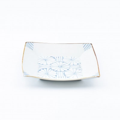 菊紋　5.5寸角皿2枚　41APCD077