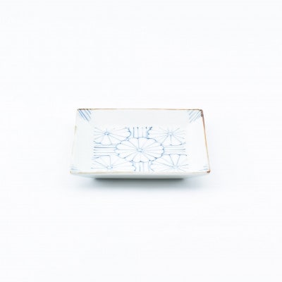 菊紋　4.5寸角皿4枚　41APCD079