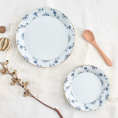 つる花唐草　渕彫皿大小2枚セット　41APCD082