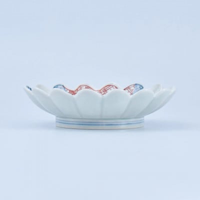 【有田焼】地紋 菊型6.5寸皿 文青 [41APCD101]