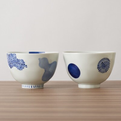 【有田焼】染付ペア麺鉢小丼(瓢箪・丸紋) [41APAD032]