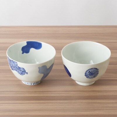 【有田焼】染付ペア麺鉢小丼(瓢箪・丸紋) [41APAD032]