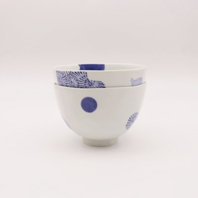 【有田焼】染付ペア麺鉢小丼(瓢箪・丸紋) [41APAD032]