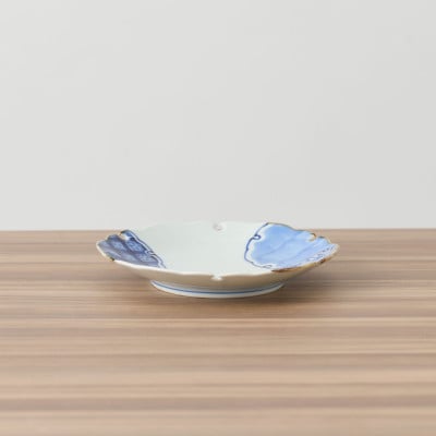 【有田焼】染付雪輪皿(地紋と麻の葉)2点セット [41APAD016]