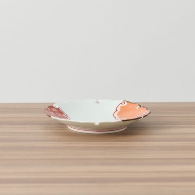 【有田焼】赤絵雪輪皿(地紋と麻の葉)2点セット [41APAD017]