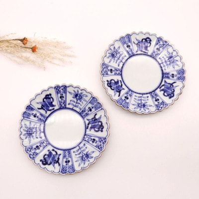 染付芙蓉手菊型6寸皿(2点セット) [41APAD030]