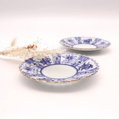 染付芙蓉手菊型6寸皿(2点セット) [41APAD030]