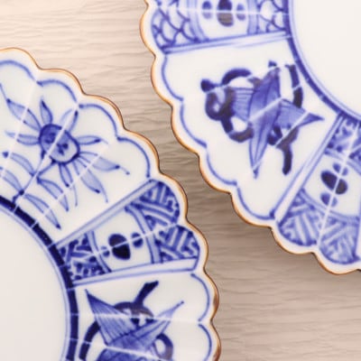 染付芙蓉手菊型6寸皿(2点セット) [41APAD030]