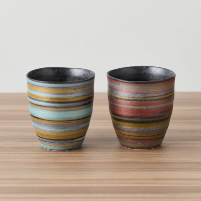 【有田焼】ペア3色フリーカップ 口径約8cm 2点 [41APAD021]