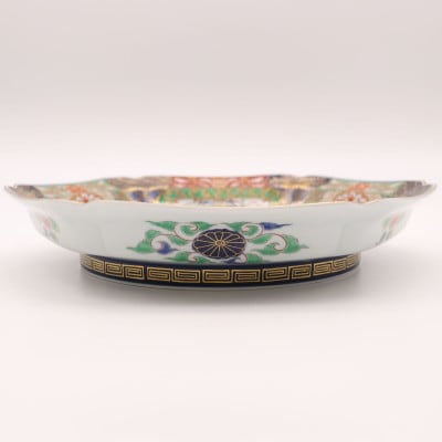 【有田焼】錦色絵古伊万里山水尺盛皿 約29cm [41APAD024]