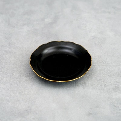 【有田焼】黒輪花小皿 渕金5点セット [41APAD028]