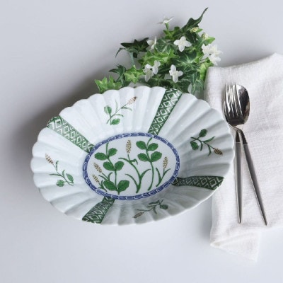 【有田焼】麦秋菊型楕円鉢 [41APAD040]